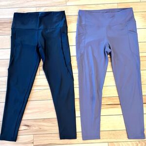 Black and Lavender High-Waisted Leggings, XL, EXCELLENT CONDITION, 2 PAIR TOTAL